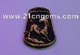 NGP2019 38*52mm carved gold plated matte black obsidian pendants