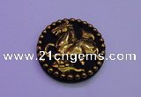 NGP2022 50mm carved gold plated matte black obsidian pendants