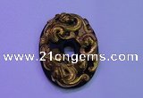 NGP2041 40*55mm carved gold plated matte black obsidian pendants