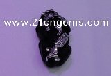 NGP2046 15*20*40mm carved silver plated matte black obsidian pendants