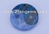 NGP207 6*40mm coin dyed blue lace agate & chrysocolla gemstone pendant