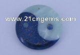 NGP209 6*40mm coin lapis lazuli & amazonite gemstone pendant