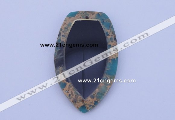 NGP210 30*50mm fashion dyed imperial jasper & black stone pendant