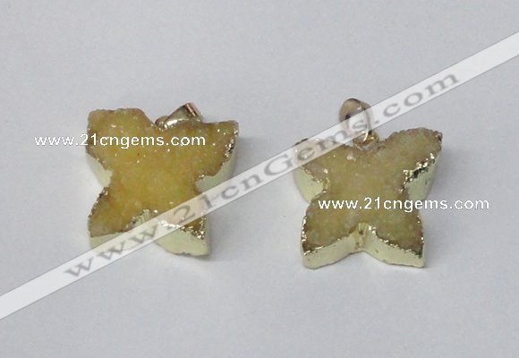 NGP2110 15*20mm - 18*25mm butterfly druzy agate gemstone pendants