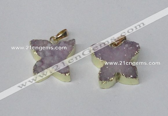 NGP2111 15*20mm - 18*25mm butterfly druzy agate gemstone pendants