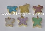 NGP2114 15*20mm - 18*25mm butterfly druzy agate gemstone pendants