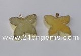 NGP2116 22*30mm - 25*30mm butterfly druzy agate gemstone pendants