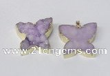 NGP2118 22*30mm - 25*30mm butterfly druzy agate gemstone pendants