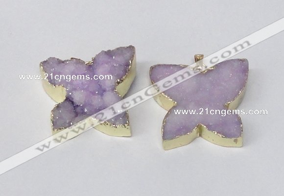 NGP2118 22*30mm - 25*30mm butterfly druzy agate gemstone pendants