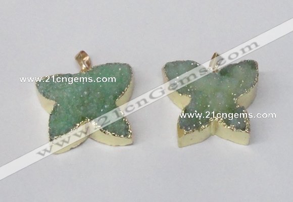 NGP2119 22*30mm - 25*30mm butterfly druzy agate gemstone pendants