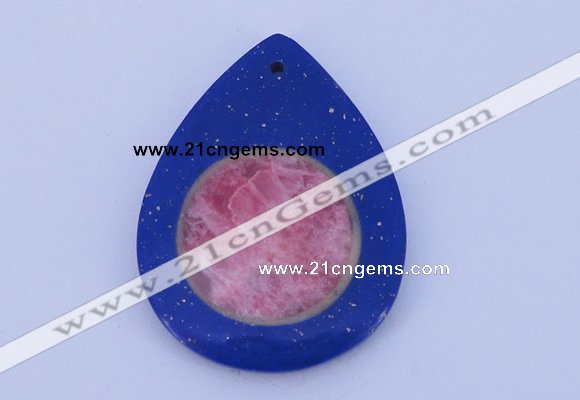 NGP212 37*50mm fashion dyed rhodochrosite & lapis lazuli gemstone pendant