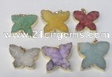 NGP2120 22*30mm - 25*30mm butterfly druzy agate gemstone pendants