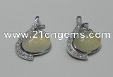 NGP2125 22*35mm agate gemstone pendants with crystal pave alloy settings