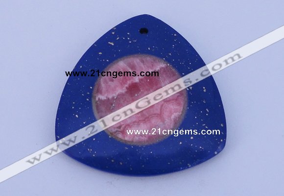 NGP213 45*45mm fashion dyed rhodochrosite & lapis lazuli gemstone pendant