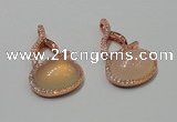 NGP2130 20*35mm agate gemstone pendants with crystal pave alloy settings