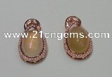 NGP2132 18*32mm agate gemstone pendants with crystal pave alloy settings