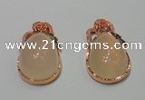 NGP2135 25*42mm agate gemstone pendants with crystal pave alloy settings