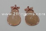 NGP2145 28*48mm agate gemstone pendants with crystal pave alloy settings