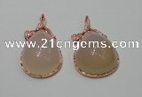 NGP2148 28*50mm agate gemstone pendants with crystal pave alloy settings