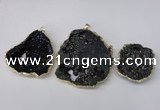 NGP2210 30*40mm - 45*55mm freeform plated druzy agate pendants