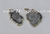 NGP2212 20*30mm - 35*35mm freeform plated druzy agate pendants