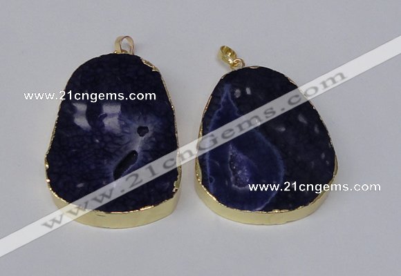 NGP2216 30*40mm - 40*45mm freeform druzy agate gemstone pendants