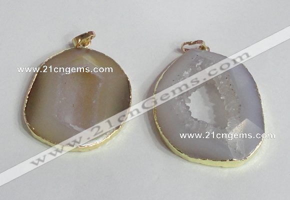 NGP2221 30*40mm - 40*45mm freeform druzy agate gemstone pendants