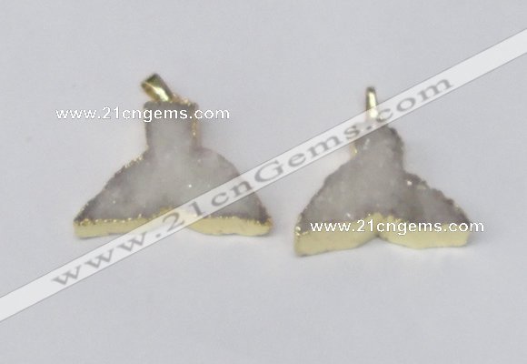 NGP2225 20*25mm - 22*30mm fishtail druzy agate gemstone pendants