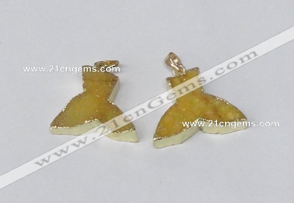 NGP2226 20*25mm - 22*30mm fishtail druzy agate gemstone pendants