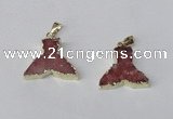 NGP2228 20*25mm - 22*30mm fishtail druzy agate gemstone pendants