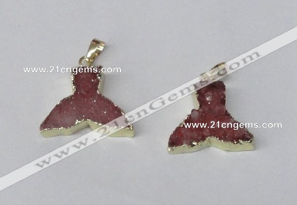 NGP2228 20*25mm - 22*30mm fishtail druzy agate gemstone pendants