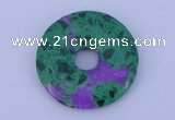 NGP223 5*30mm synthetic ruby zoisite & malachite gemstone donut pendant