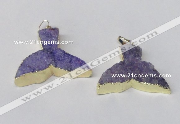 NGP2235 35*45mm - 40*55mm fishtail druzy agate gemstone pendants