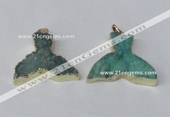 NGP2238 35*45mm - 40*55mm fishtail druzy agate gemstone pendants