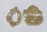 NGP2241 40*50mm - 45*55mm freeform plated druzy agate pendants