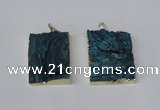 NGP2250 30*40mm - 40*45mm rectangle druzy agate gemstone pendants