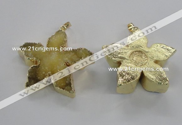 NGP2261 38*40mm - 42*45mm star druzy agate gemstone pendants