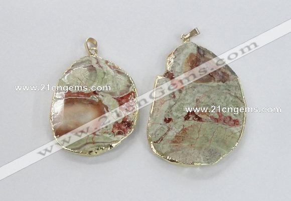 NGP2276 40*45mm - 45*60mm freeform ocean agate gemstone pendants