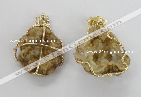 NGP2278 35*45mm - 45*50mm freeform druzy agate gemstone pendants