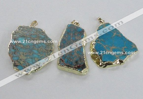 NGP2286 30*40mm - 40*50mm freeform sea sediment jasper pendants