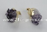 NGP2290 18*25mm - 22*30mm nuggets druzy amethyst pendants