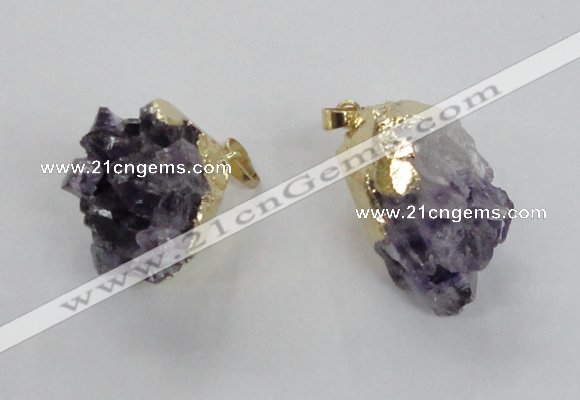 NGP2290 18*25mm - 22*30mm nuggets druzy amethyst pendants