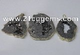 NGP2324 35*45mm - 45*55mm freeform plated druzy agate pendants