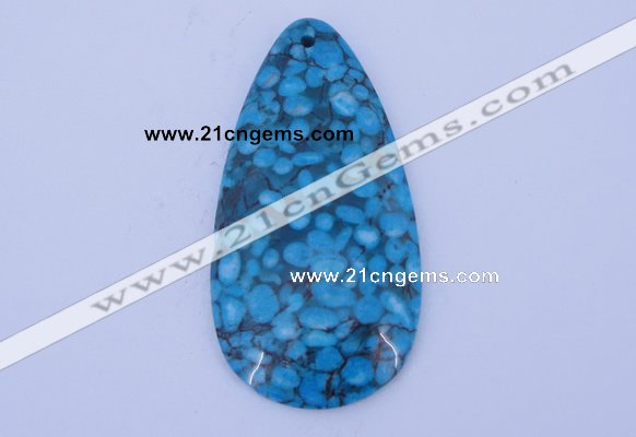 NGP233 30*60mm fashion dyed flower turquoise gemstone pendants