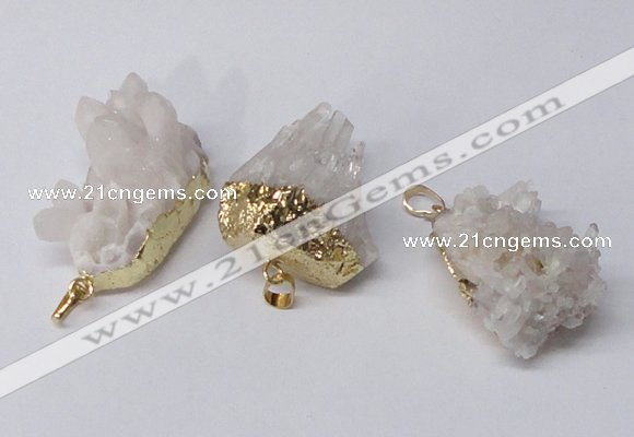 NGP2335 20*30mm - 25*35mm nuggets druzy quartz pendants