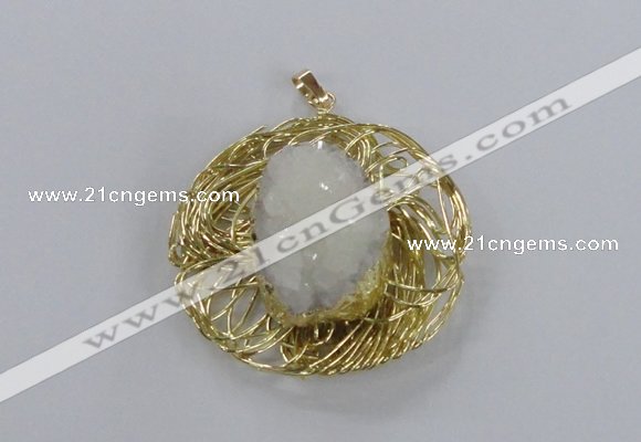 NGP2343 52mm - 55mm freeform druzy agate gemstone pendants