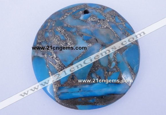 NGP236 7*40mm dyed golden turquoise & pyrite gemstone pendants