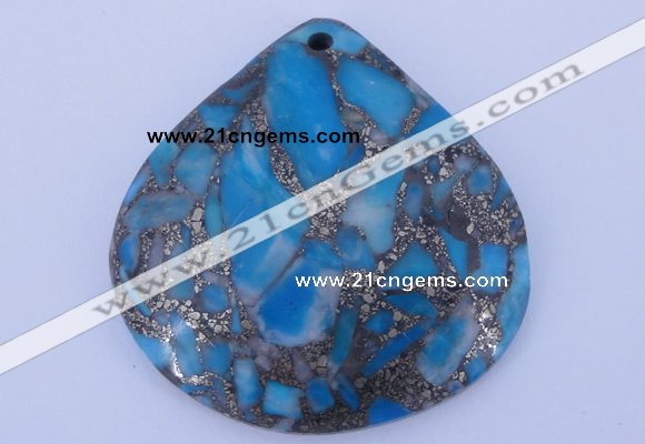 NGP237 40*40mm dyed golden turquoise & pyrite gemstone pendants