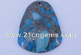 NGP238 37*47mm dyed golden turquoise & pyrite gemstone pendants