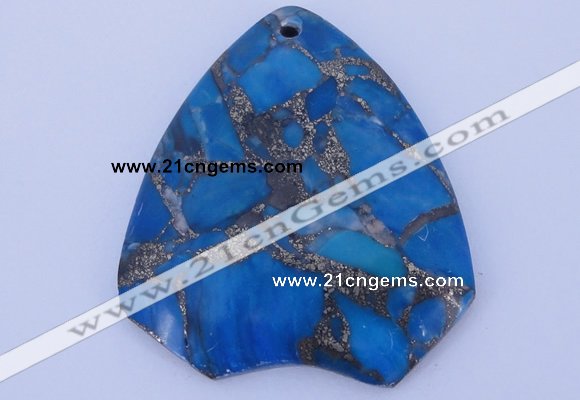 NGP239 39*45mm dyed golden turquoise & pyrite gemstone pendants